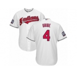 Youth Majestic Cleveland Indians #4 Juan Uribe Authentic White Home 2016 World Series Bound Cool Base MLB Jersey