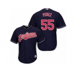 Youth Majestic Cleveland Indians #55 Roberto Perez Authentic Navy Blue Alternate 1 Cool Base MLB Jersey