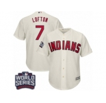 Youth Majestic Cleveland Indians #7 Kenny Lofton Authentic Cream Alternate 2 2016 World Series Bound Cool Base MLB Jersey