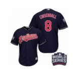 Youth Majestic Cleveland Indians #8 Lonnie Chisenhall Authentic Navy Blue Alternate 1 2016 World Series Bound Cool Base MLB Jersey