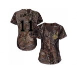 Women Cleveland Indians #11 Jose Ramirez Camo Realtree Collection Cool Base Stitched MLB Jersey