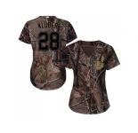 Women Cleveland Indians #28 Corey Kluber Camo Realtree Collection Cool Base Stitched MLB Jersey