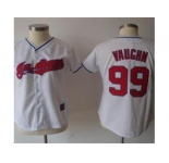 Women Majestic Cleveland Indians #99 Vaughn white Jerseys