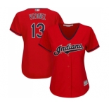 Women's Cleveland Indians #13 Omar Vizquel Authentic Scarlet Alternate 2 Cool Base Baseball Jersey