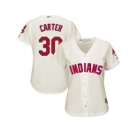 Women's Cleveland Indians #30 Joe Carter Cream Alternate Stitched MLB Jersey