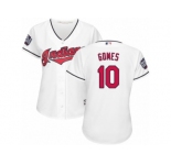 Women's Majestic Cleveland Indians #10 Yan Gomes Authentic White Home 2016 World Series Bound Cool Base MLB Jersey