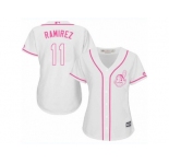 Women's Majestic Cleveland Indians #11 Jose Ramirez Authentic White Fashion Cool Base MLB Jersey