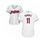 Women's Majestic Cleveland Indians #11 Jose Ramirez Replica White Home Cool Base MLB Jersey