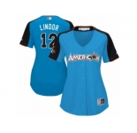 Women's Majestic Cleveland Indians #12 Francisco Lindor Replica Blue American League 2017 MLB All-Star MLB Jersey