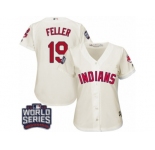Women's Majestic Cleveland Indians #19 Bob Feller Authentic Cream Alternate 2 2016 World Series Bound Cool Base MLB Jersey