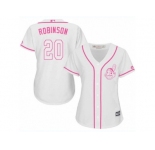 Women's Majestic Cleveland Indians #20 Eddie Robinson Authentic White Fashion Cool Base MLB Jersey