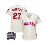 Women's Majestic Cleveland Indians #23 Michael Brantley Authentic Cream Alternate 2 2016 World Series Bound Cool Base MLB Jersey