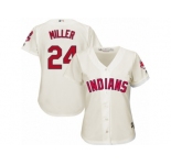 Women's Majestic Cleveland Indians #24 Andrew Miller Authentic Cream Alternate 2 Cool Base MLB Jersey