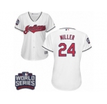 Women's Majestic Cleveland Indians #24 Andrew Miller Authentic White Home 2016 World Series Bound Cool Base MLB Jersey