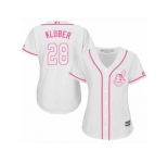 Women's Majestic Cleveland Indians #28 Corey Kluber Authentic White Fashion Cool Base MLB Jersey