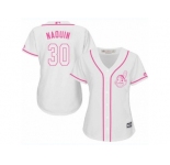 Women's Majestic Cleveland Indians #30 Tyler Naquin Authentic White Fashion Cool Base MLB Jersey