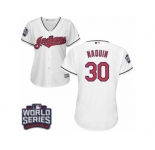Women's Majestic Cleveland Indians #30 Tyler Naquin Authentic White Home 2016 World Series Bound Cool Base MLB Jersey