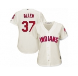 Women's Majestic Cleveland Indians #37 Cody Allen Authentic Cream Alternate 2 Cool Base MLB Jersey