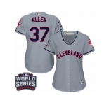 Women's Majestic Cleveland Indians #37 Cody Allen Authentic Grey Road 2016 World Series Bound Cool Base MLB Jersey