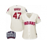 Women's Majestic Cleveland Indians #47 Trevor Bauer Authentic Cream Alternate 2 2016 World Series Bound Cool Base MLB Jersey