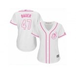 Women's Majestic Cleveland Indians #47 Trevor Bauer Authentic White Fashion Cool Base MLB Jersey