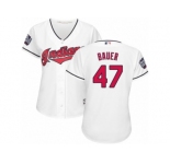 Women's Majestic Cleveland Indians #47 Trevor Bauer Authentic White Home 2016 World Series Bound Cool Base MLB Jersey