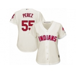 Women's Majestic Cleveland Indians #55 Roberto Perez Authentic Cream Alternate 2 Cool Base MLB Jersey