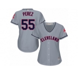 Women's Majestic Cleveland Indians #55 Roberto Perez Authentic Grey Road Cool Base MLB Jersey