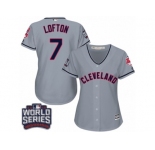 Women's Majestic Cleveland Indians #7 Kenny Lofton Authentic Grey Road 2016 World Series Bound Cool Base MLB Jersey