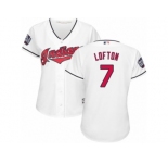 Women's Majestic Cleveland Indians #7 Kenny Lofton Authentic White Home 2016 World Series Bound Cool Base MLB Jersey