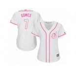 Women's Majestic Cleveland Indians #7 Yan Gomes Authentic White Fashion Cool Base MLB Jersey