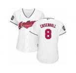 Women's Majestic Cleveland Indians #8 Lonnie Chisenhall Authentic White Home 2016 World Series Bound Cool Base MLB Jersey