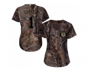 Women Houston Astros #1 Carlos Correa Camo Realtree Collection Cool Base Stitched MLB Jersey