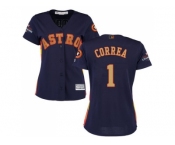 Women Houston Astros #1 Carlos Correa Navy Blue 2018 Gold Program Cool Base Stitched MLB Jersey