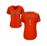Women Houston Astros #1 Carlos Correa Orange 2018 Gold Program Cool Base Stitched Baseball Jersey