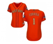 Women Houston Astros #1 Carlos Correa Orange 2018 Gold Program Cool Base Stitched MLB Jersey