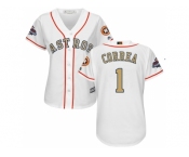Women Houston Astros #1 Carlos Correa White 2018 Gold Program Cool Base Stitched Baseball jersey