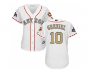 Women Houston Astros #10 Yuli Gurriel White 2018 Gold Program Cool Base Stitched Baseball jersey
