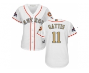 Women Houston Astros #11 Evan Gattis White 2018 Gold Program Cool Base Stitched Baseball jersey