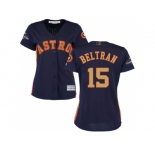 Women Houston Astros #15 Carlos Beltran Navy 2018 Gold Program Cool Base Stitched Baseball Jersey