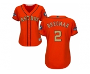 Women Houston Astros #2 Alex Bregman Orange 2018 Gold Program Cool Base Stitched Baseball Jersey