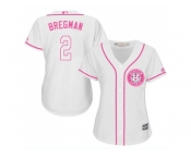 Women Houston Astros #2 Alex Bregman White Pink Fashion Stitched MLB Jersey