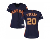 Women Houston Astros #20 Preston Tucker Navy 2018 Gold Program Cool Base Stitched Baseball Jersey