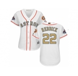 Women Houston Astros #22 Josh Reddick White 2018 Gold Program Cool Base Stitched Baseball jersey