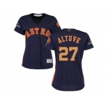 Women Houston Astros #27 Jose Altuve Navy 2018 Gold Program Cool Base Stitched Baseball Jersey
