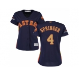 Women Houston Astros #4 George Springer Navy 2018 Gold Program Cool Base Stitched Baseball Jersey