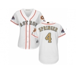 Women Houston Astros #4 George Springer White 2018 Gold Program Cool Base Stitched Baseball jersey