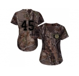 Women Houston Astros #45 Gerrit Cole Camo Realtree Collection Cool Base Stitched MLB Jersey