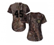 Women Houston Astros #45 Gerrit Cole Camo Realtree Collection Cool Base Stitched MLB Jersey