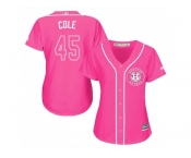 Women Houston Astros #45 Gerrit Cole Pink Fashion Stitched MLB Jersey